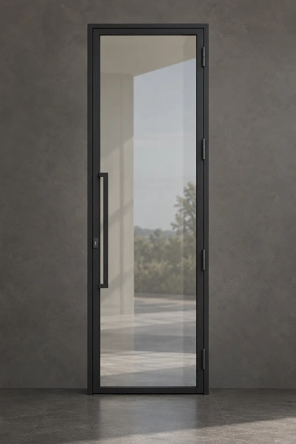 M01 single full-lite contemporary steel door