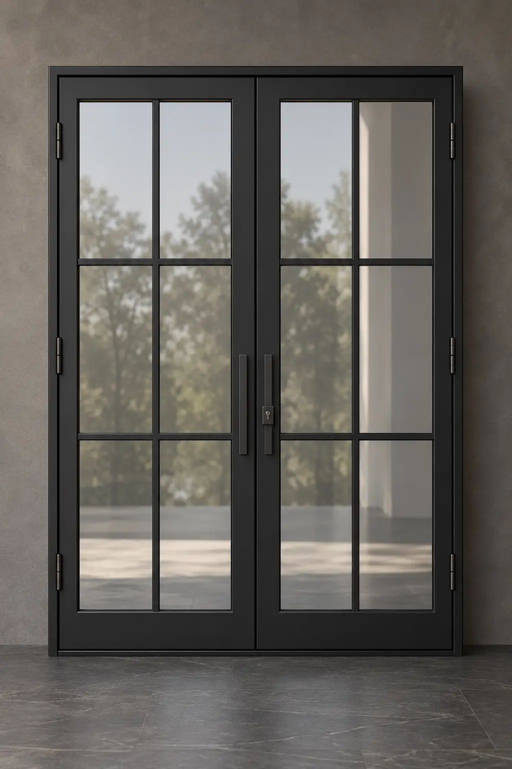 M04 double six-lite contemporary steel doors