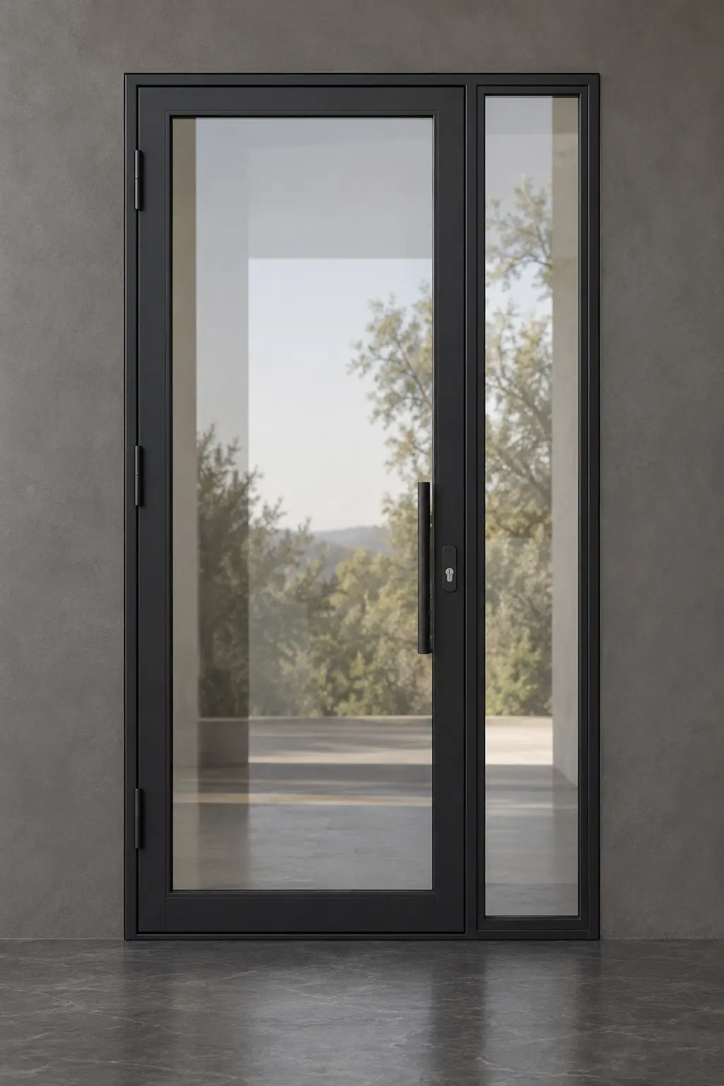 M08 contemporary steel door with one sidelite
