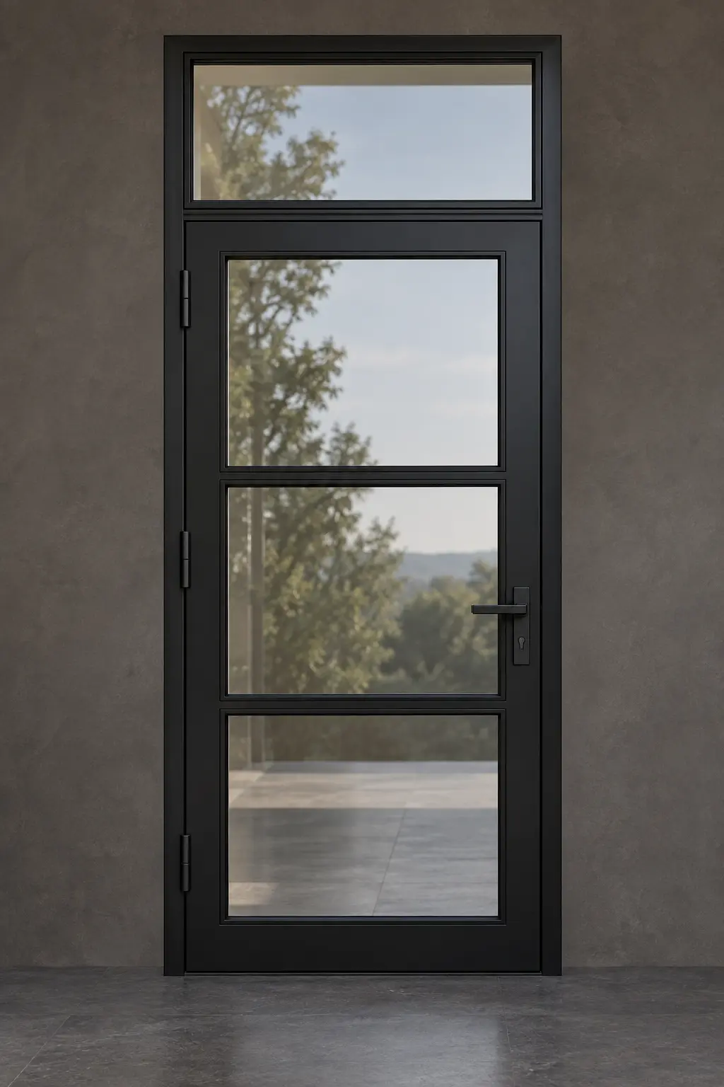 M11 three-lite steel door with transom