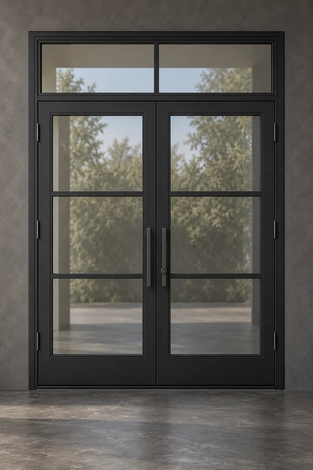M12 double steel doors with divided transom