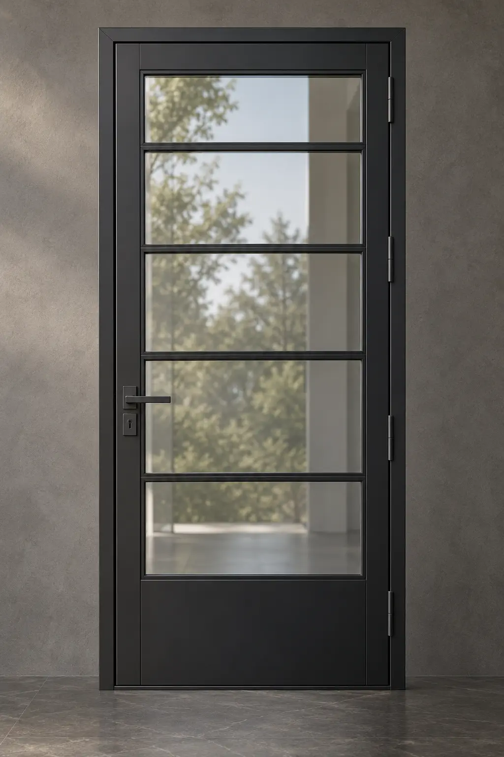M14 steel door with five horizontal glass lites