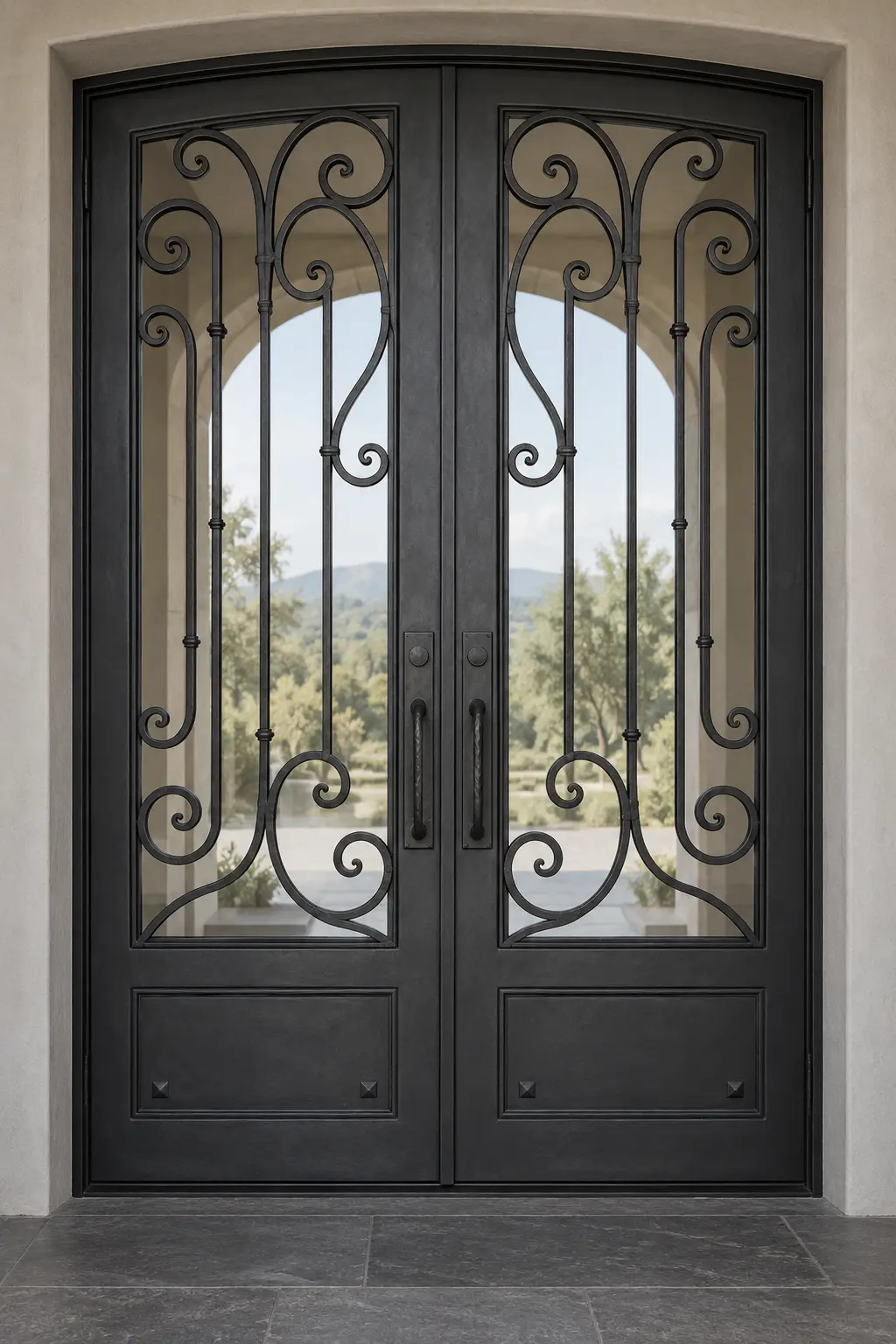 T01 square-top wrought iron double doors